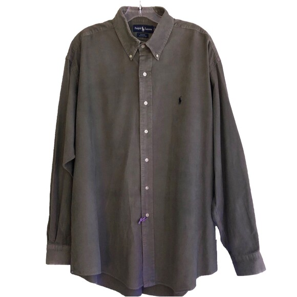 Ralph Lauren Blake Button-Down Corduroy Shirt Mens Sz XL Olive w/ Navy Pony Logo - Picture 1 of 12